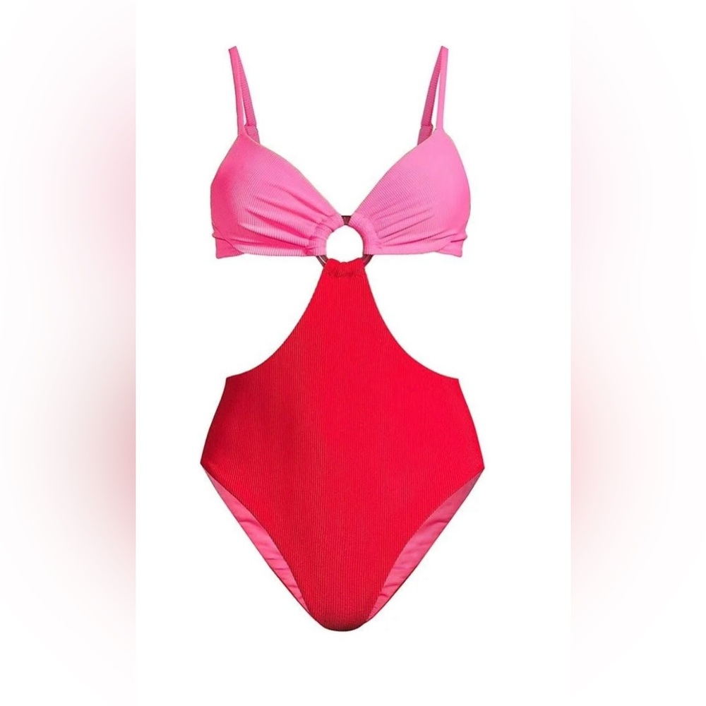 NWT Women's Beach Riot Kristen red and pink cut out one piece size small - Picture 4 of 13